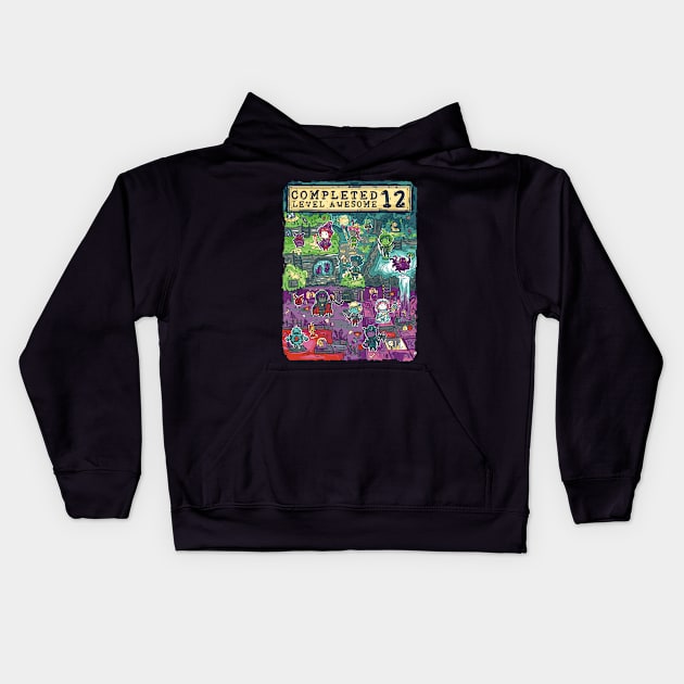 Completed Level Awesome 12 Birthday Gamer Kids Hoodie by Norse Dog Studio